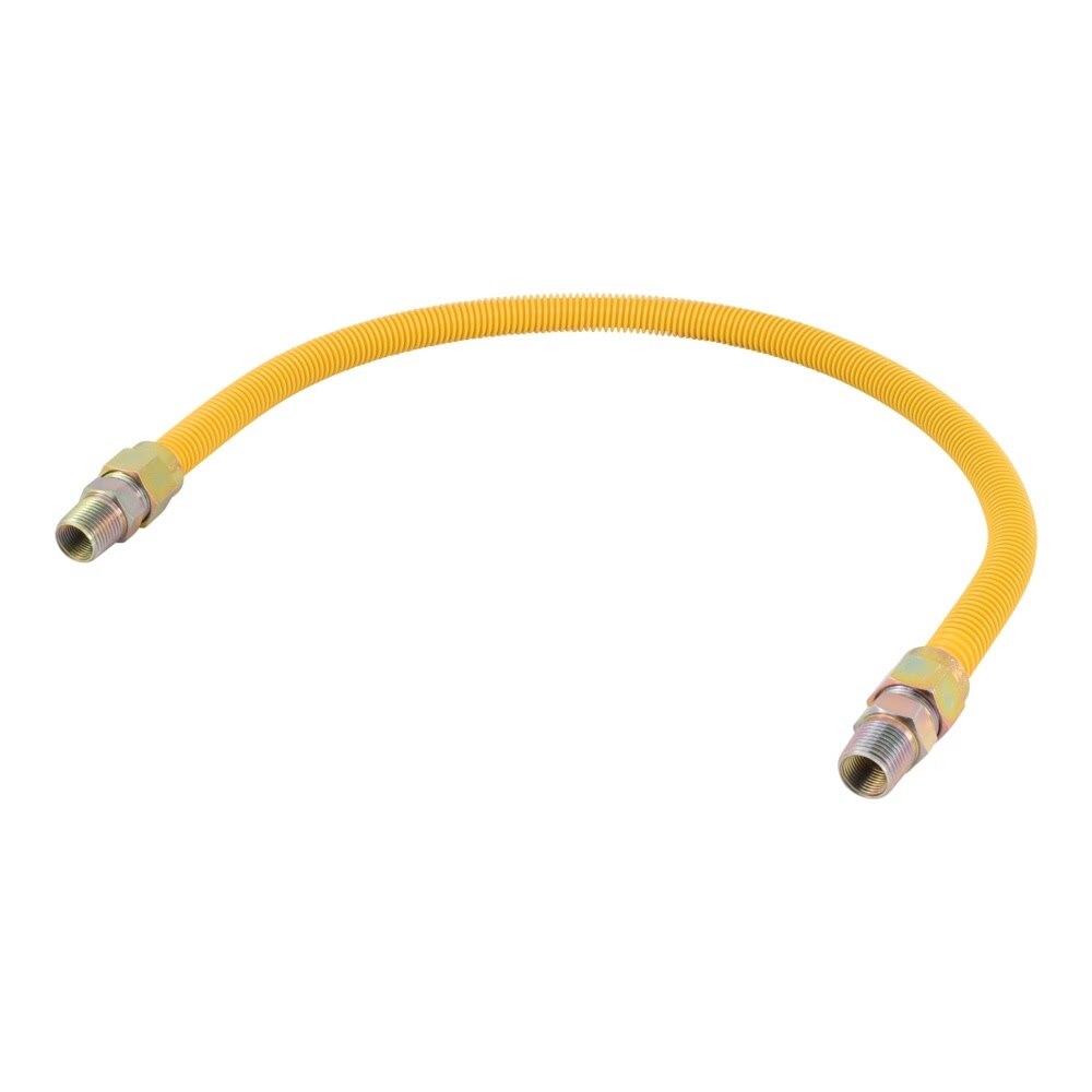 Eastman 30YE505030 5/8 in OD x 30 in Yellow Epoxy Coated Gas Connector 1/2 in MIP x 1/2 in MIP