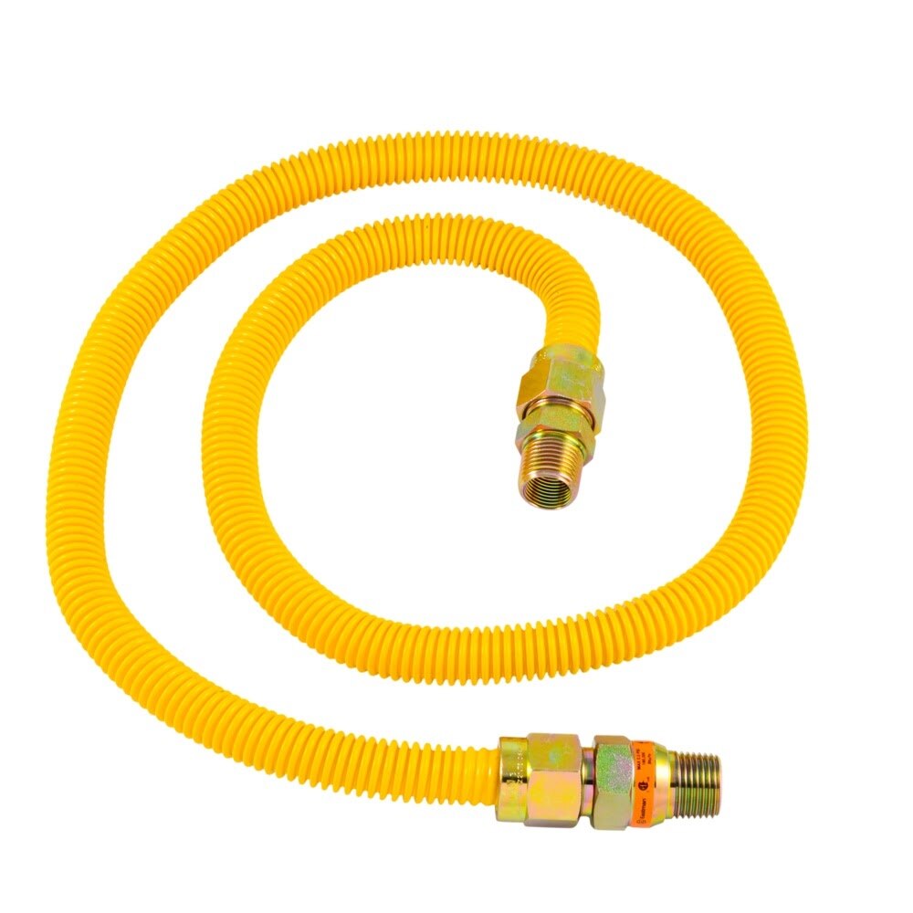 Eastman 30YE50V048B 5/8 in. OD x 48 in. Yellow Coated Stainless Steel Gas Connector with EFV