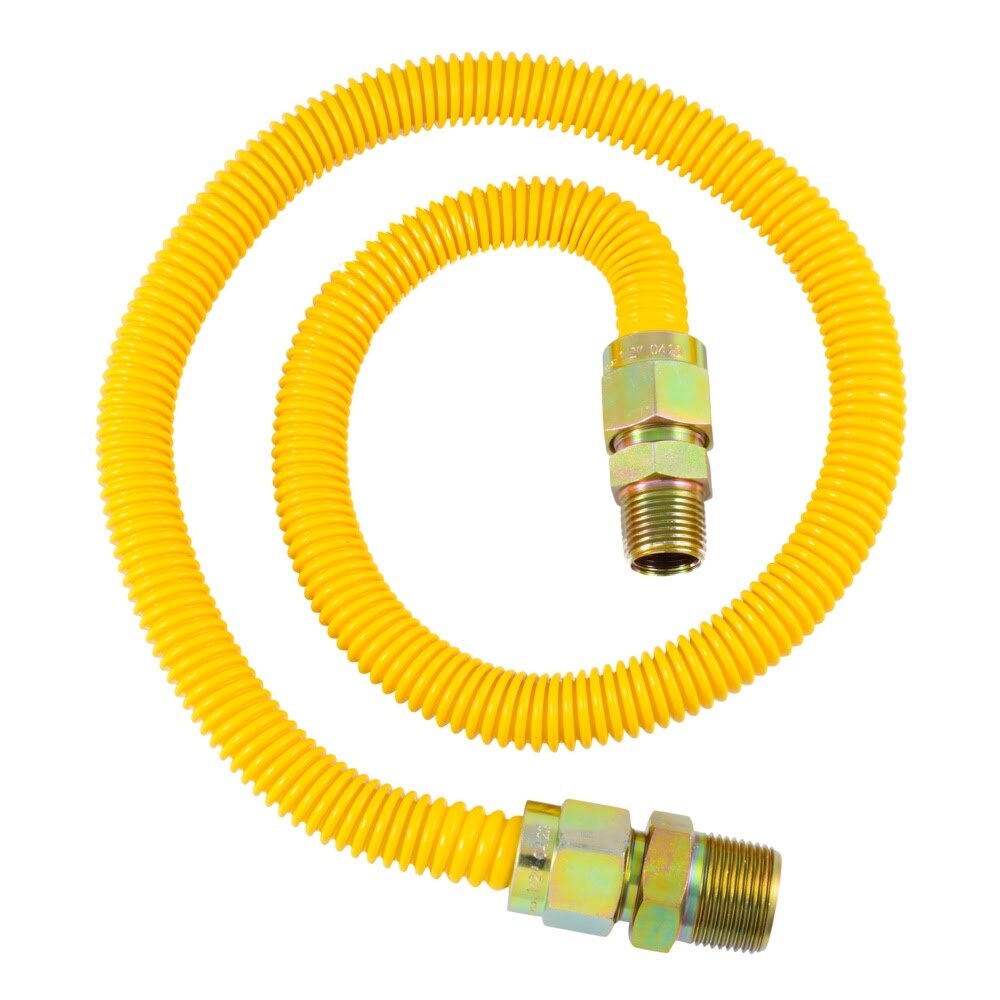 Eastman 30YE545036B 36 in Yellow Stainless Steel Gas Connector with 3/4 in MIP x 1/2 in MIP