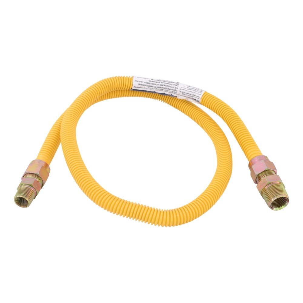 Eastman 30YE545048 48 in. 5/8 in. OD Yellow Stainless Steel Gas Connector with 3/4 in. MIP x 1/2 in. MIP