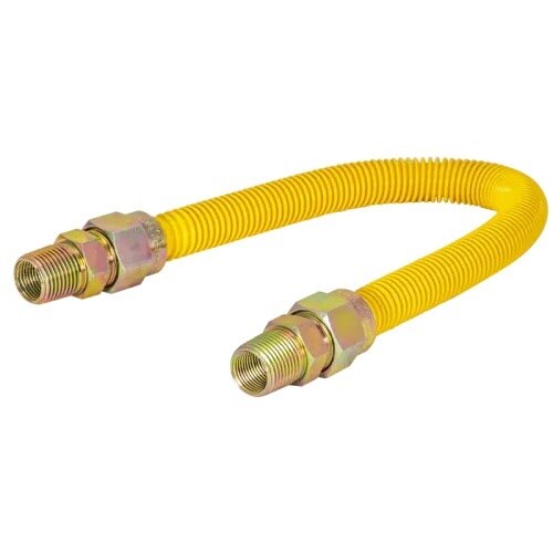 Eastman 30YE545112 5/8 in OD 12 in Yellow Stainless Steel Gas Connector 3/4 in MIP x 1/2 in FIP