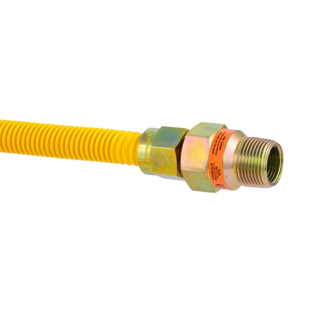 Eastman 30YE54V436B 5/8 in. OD 36 in. ArmorBoost EFV Yellow Stainless Steel Gas Connector 3/4 in. MIP x 3/4 in. MIP - 3