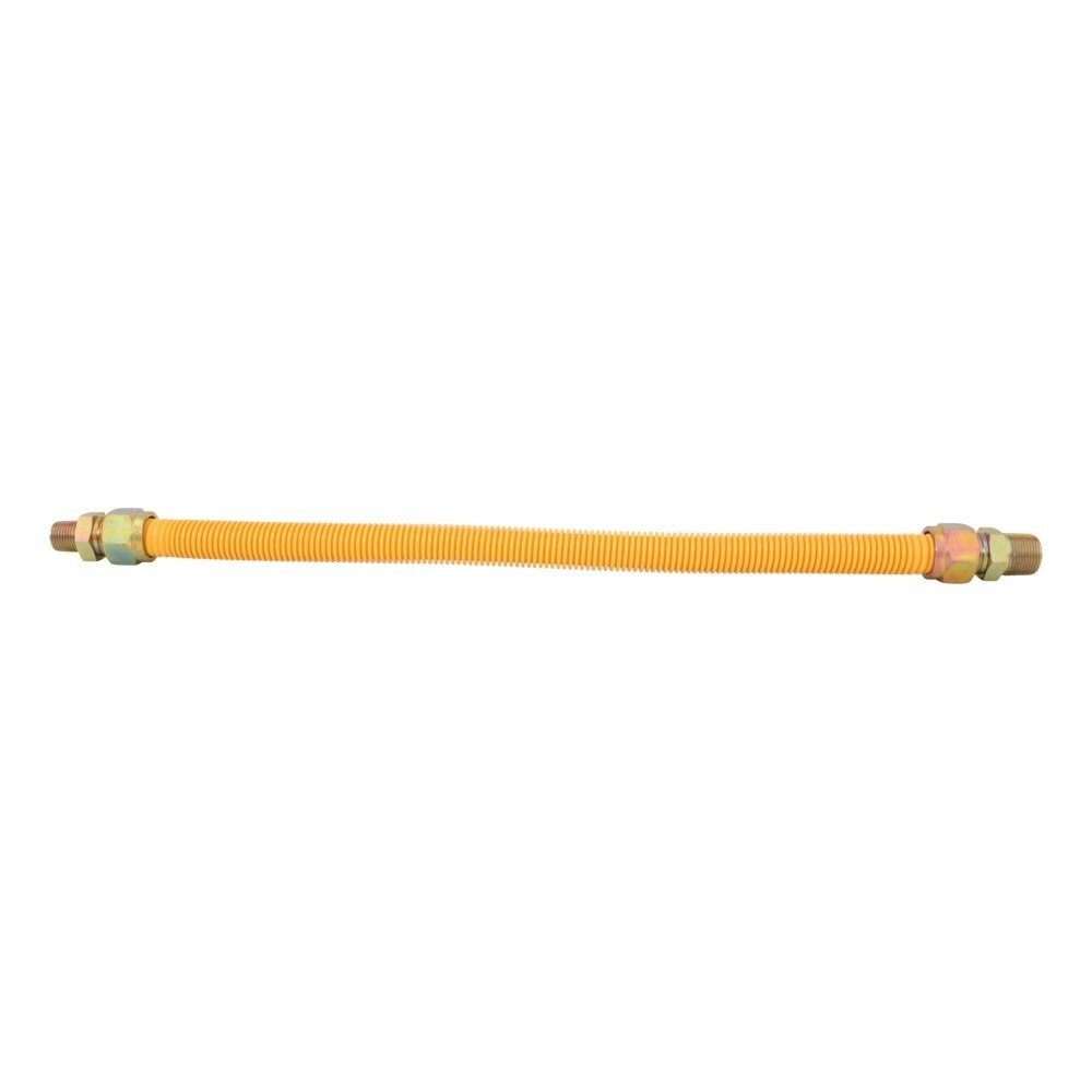 Eastman 40YE545024 1 in. OD x 24 in. Yellow Stainless Steel Gas Connector 3/4 in. MIP x 1/2 in. MIP - 2