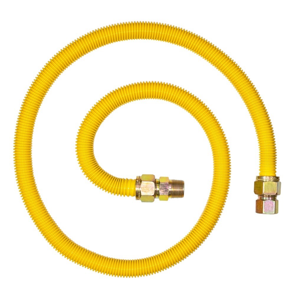 Eastman 40YE545572 1 in OD 72 in Yellow Stainless Steel Gas Connector 3/4 in MIP x 3/4 in FIP