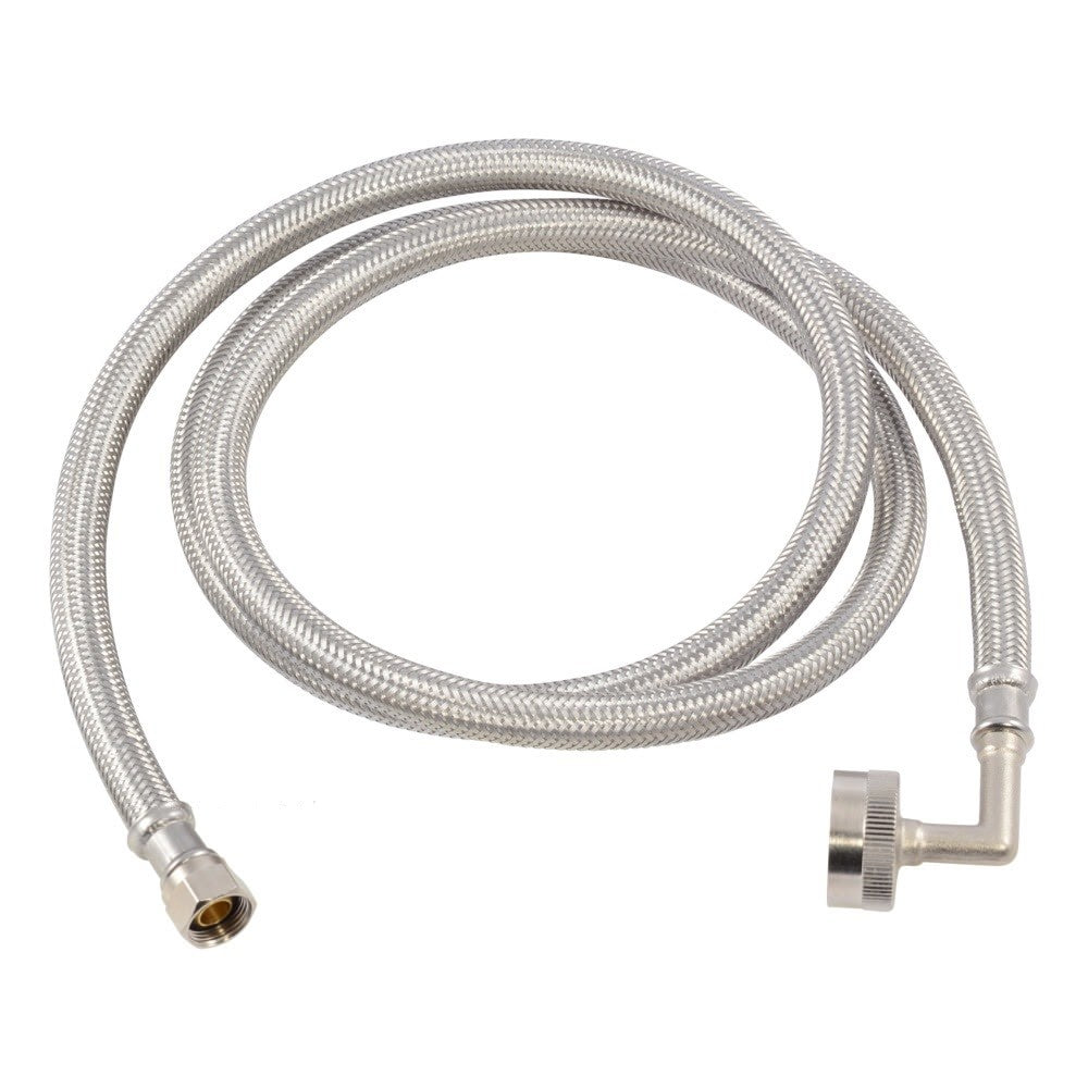 Eastman 41042 5 ft Braided Dishwasher Supply Line with FHT Elbow 3/8 in Comp x 3/4 in FHT