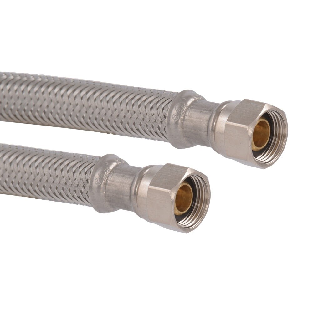 Eastman 41059 8 ft Braided Stainless Steel Universal Dishwasher Supply Line Kit with Brass Fittings - 2