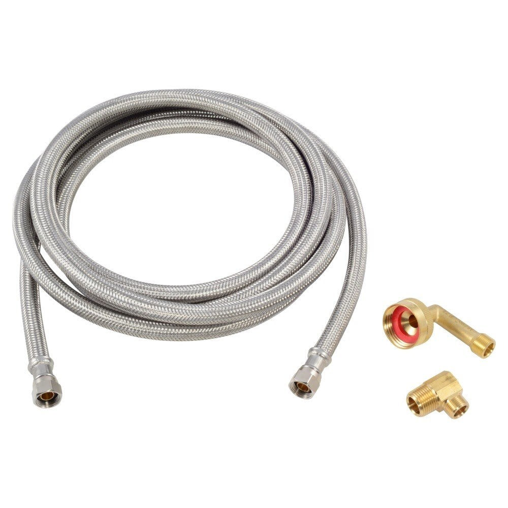 Eastman 41060 10 ft Braided Stainless Steel Dishwasher Supply Line with Compression Fittings