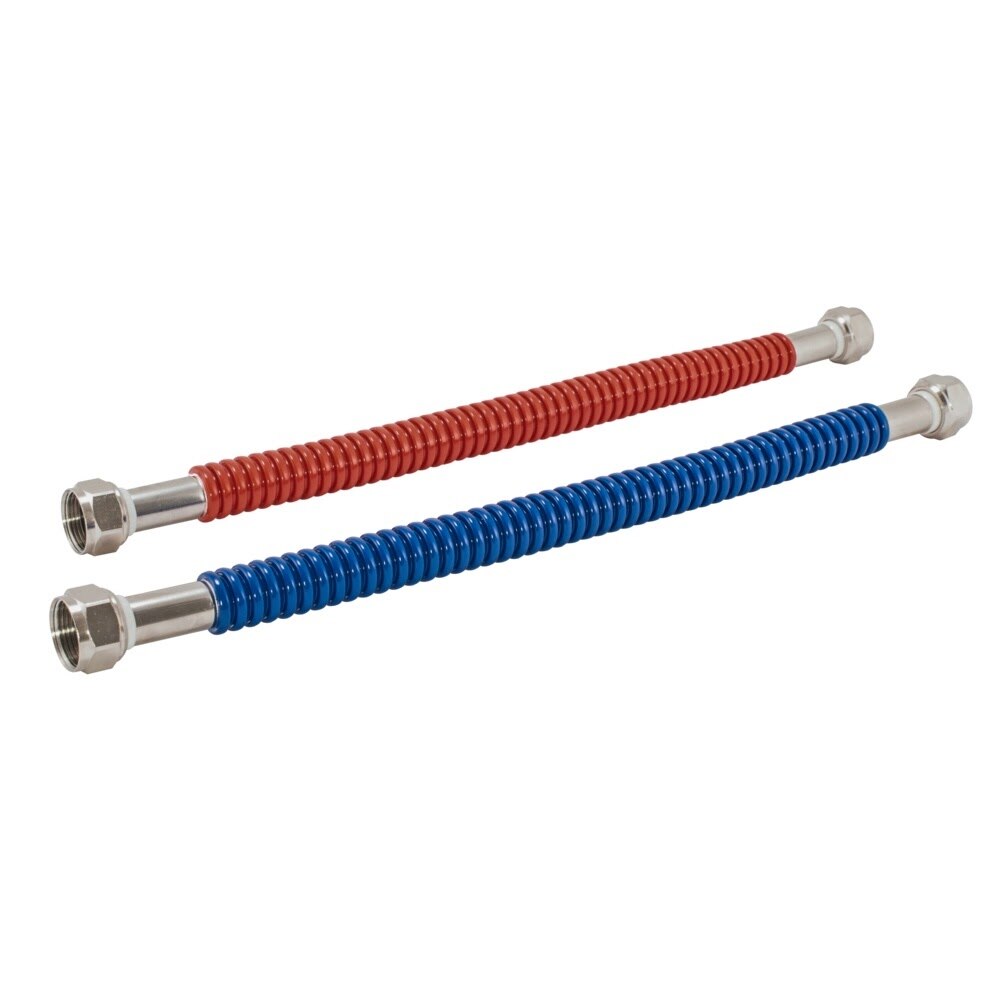 Eastman 437124 24 in. Corrugated Stainless Steel Water Heater Connector 3/4 in. FIP x 3/4 in. FIP (2 Pack) - 3