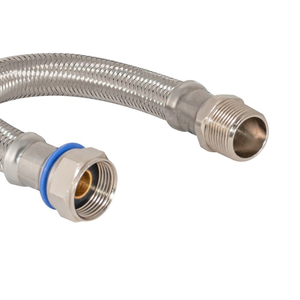 Eastman 48254 18 in. Braided Stainless Steel Water Heater Connector 3/4 in. MIP x 3/4 in. FIP Swivel - 3