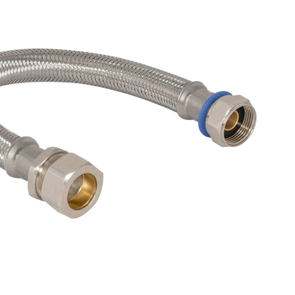 Eastman 48258 24 in. Braided Stainless Steel Water Heater Connector 3/4 in. Comp x 3/4 in. FIP - 3