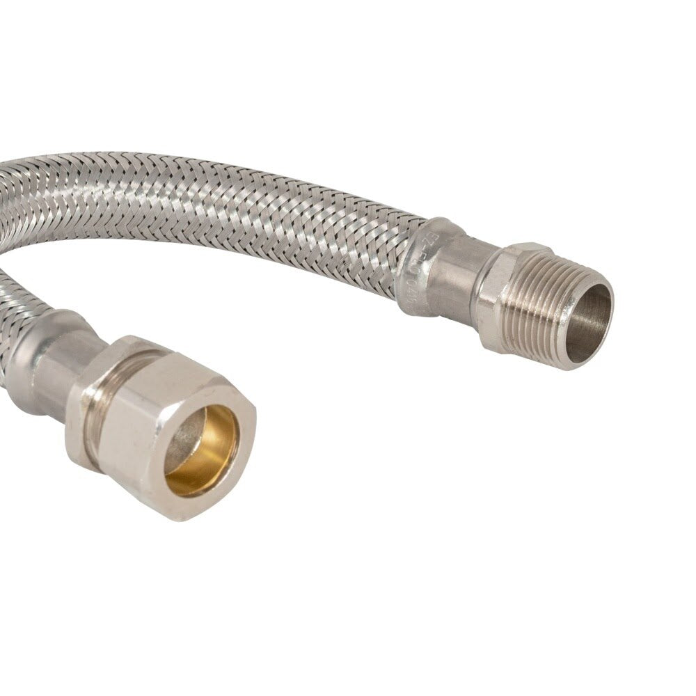 Eastman 48259 12 in Braided Stainless Steel Water Heater Connector 3/4 in Comp x 3/4 in MIP - 2