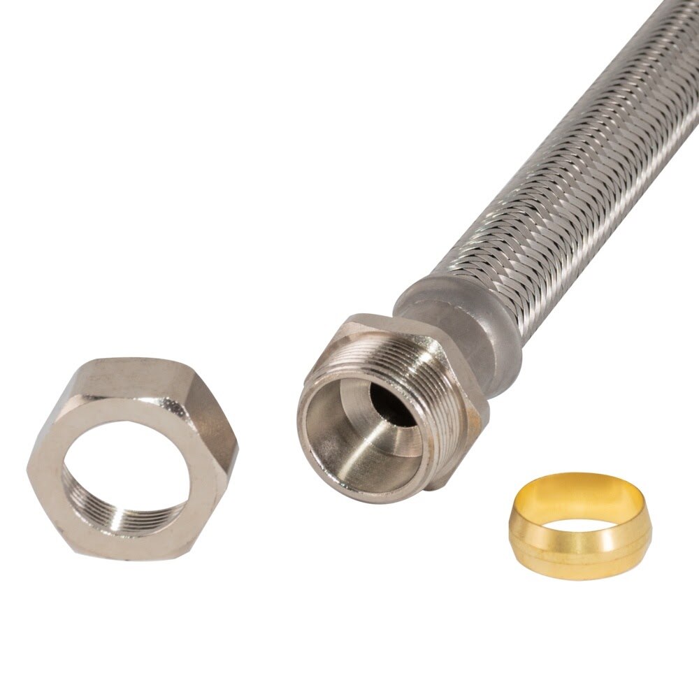 Eastman 48259 12 in Braided Stainless Steel Water Heater Connector 3/4 in Comp x 3/4 in MIP - 3