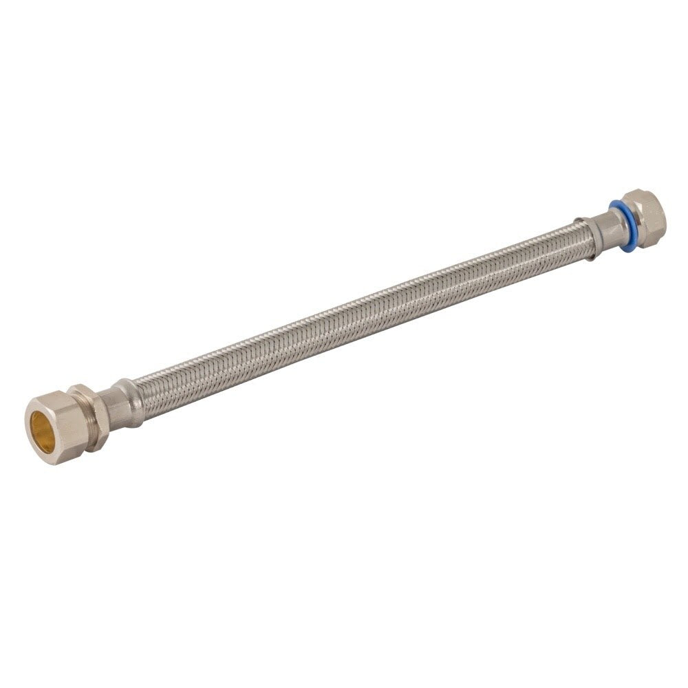 Eastman 48264 15 in. Braided Stainless Steel Water Heater Connector 3/4 in. Comp x 3/4 in. FIP Swivel - 2