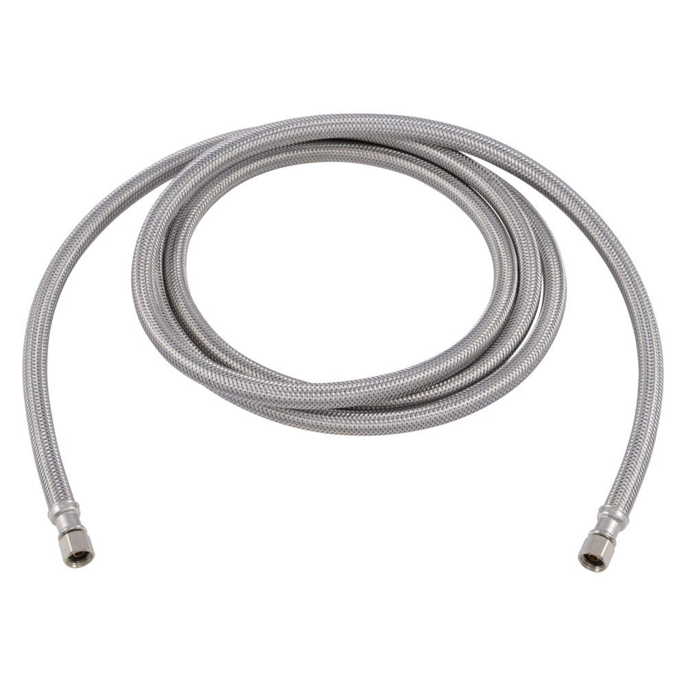 Eastman 48283 8 ft Braided Stainless Steel Ice Maker Supply Line with 1/4 in Compression Ends