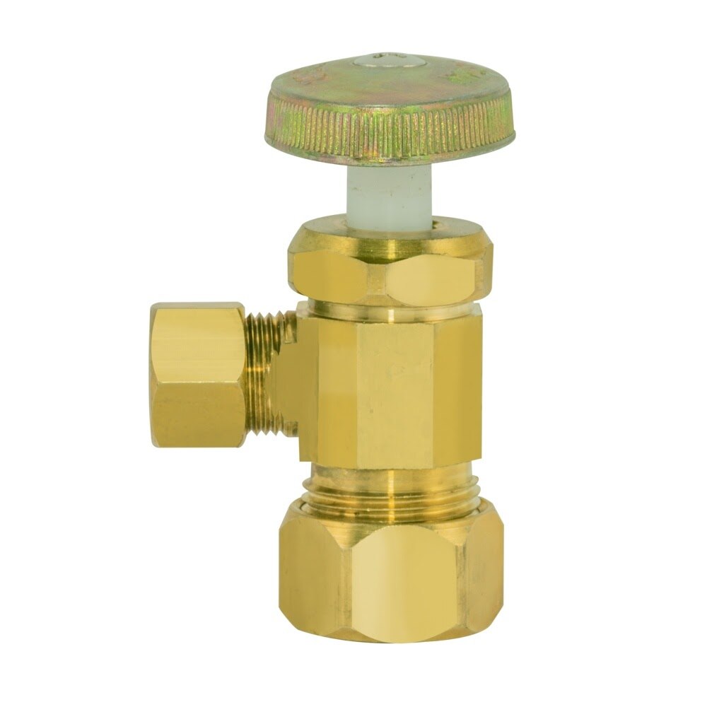 Eastman 48285LF 3/8 in OD x 3/8 in OD x 5/8 in Compression Multiturn Dual Outlet Angle Stop Valve - 2