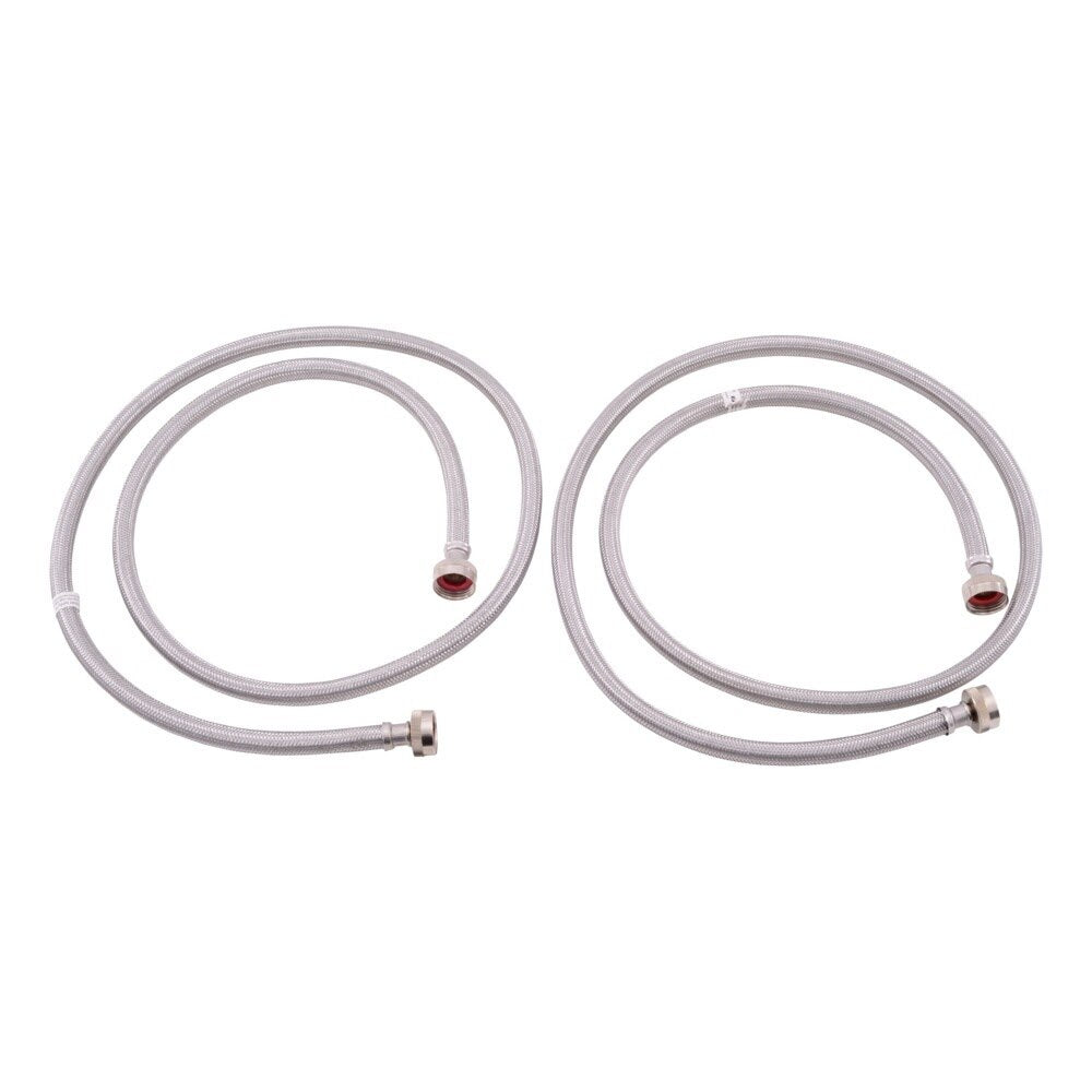 Eastman 48372 6 ft. Braided Stainless Steel Washing Machine Hoses with 3/4 in. FHT Ends (2 Pack) - 3
