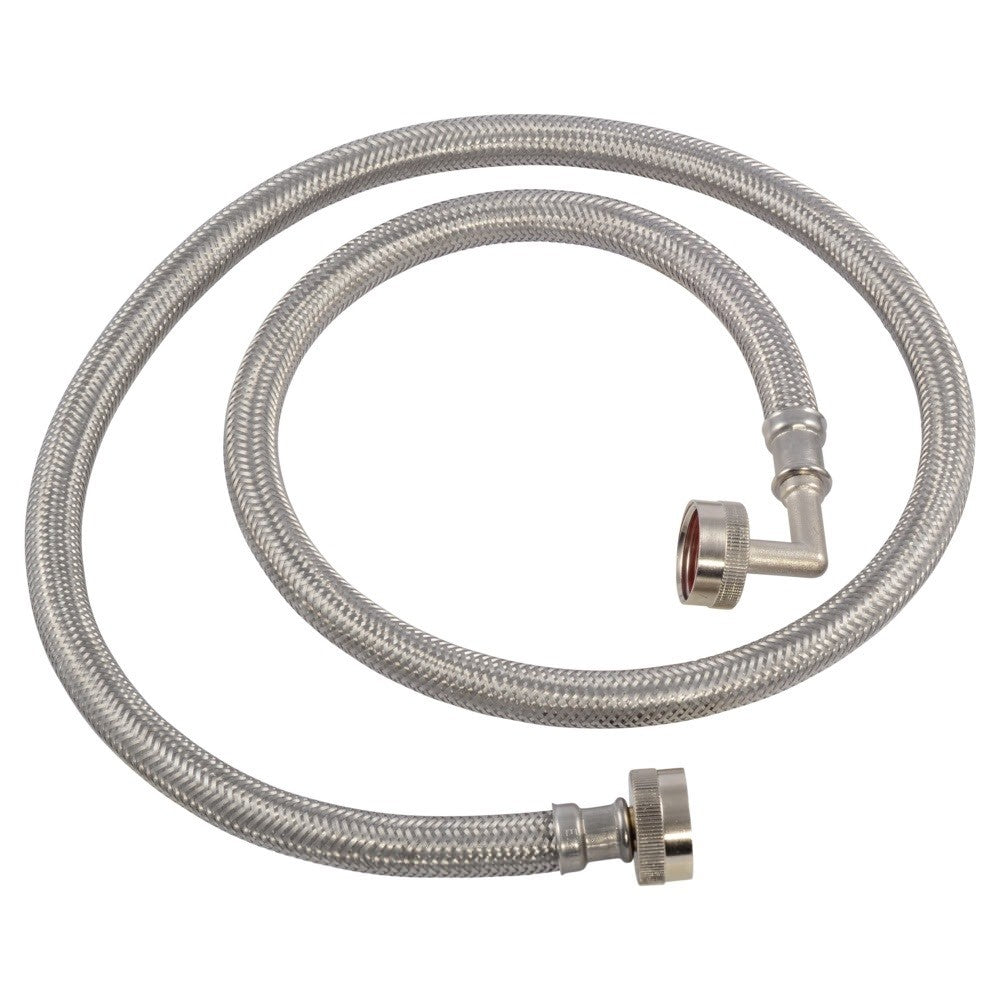 Eastman 48373 3/4 in. FHT x 4 ft. Braided Stainless Steel Washing Machine Connector with Elbow - 3
