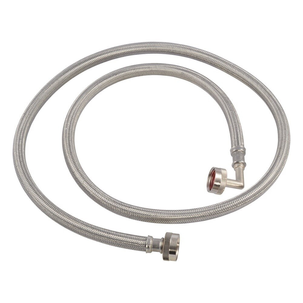 Eastman 48374 3/4 in FHT 5 ft Braided Stainless Steel Washing Machine Connector with Elbow - 3