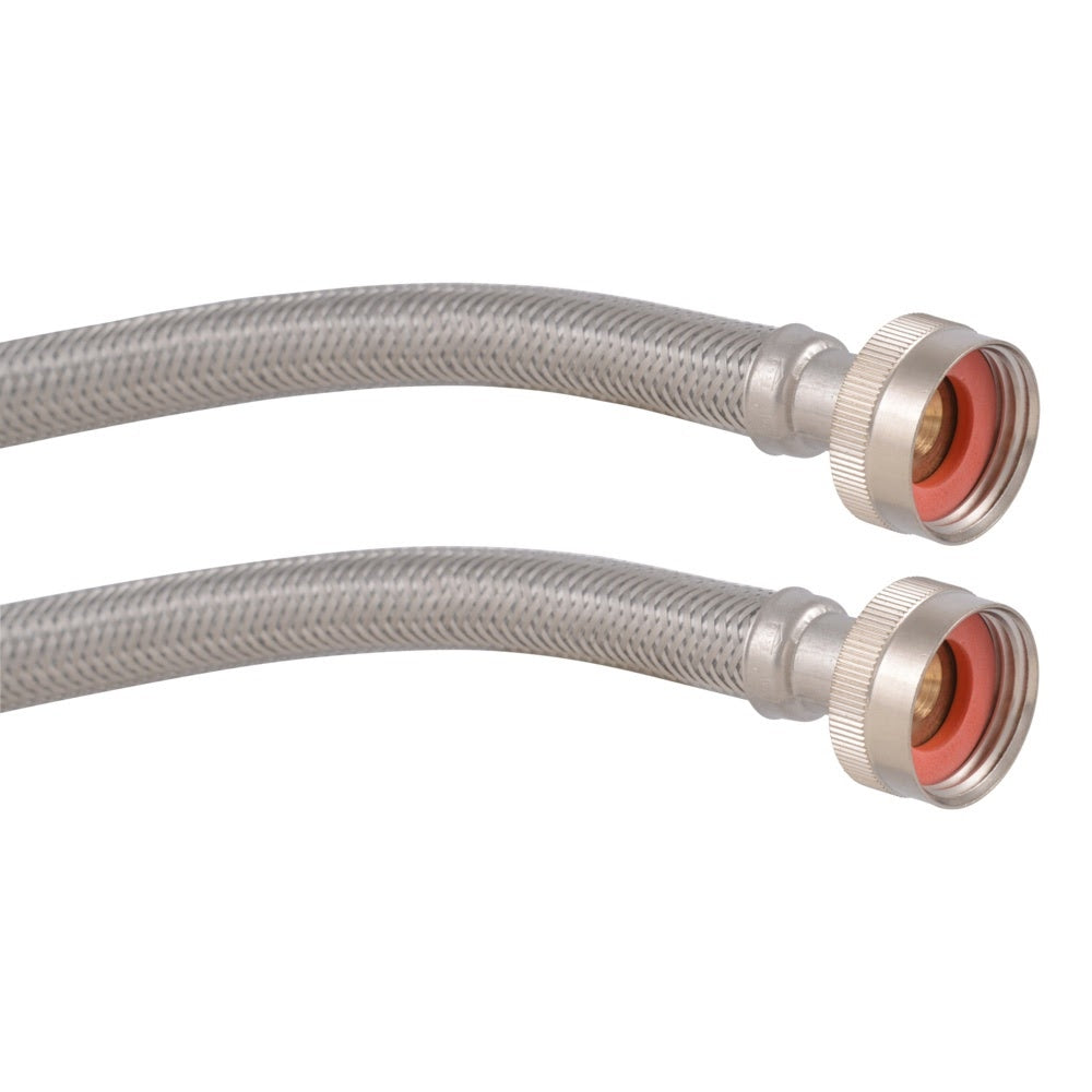 Eastman 48376 4 ft Braided Stainless Steel Washing Machine Hoses with 90 Degree Elbows (2 Pack) - 3