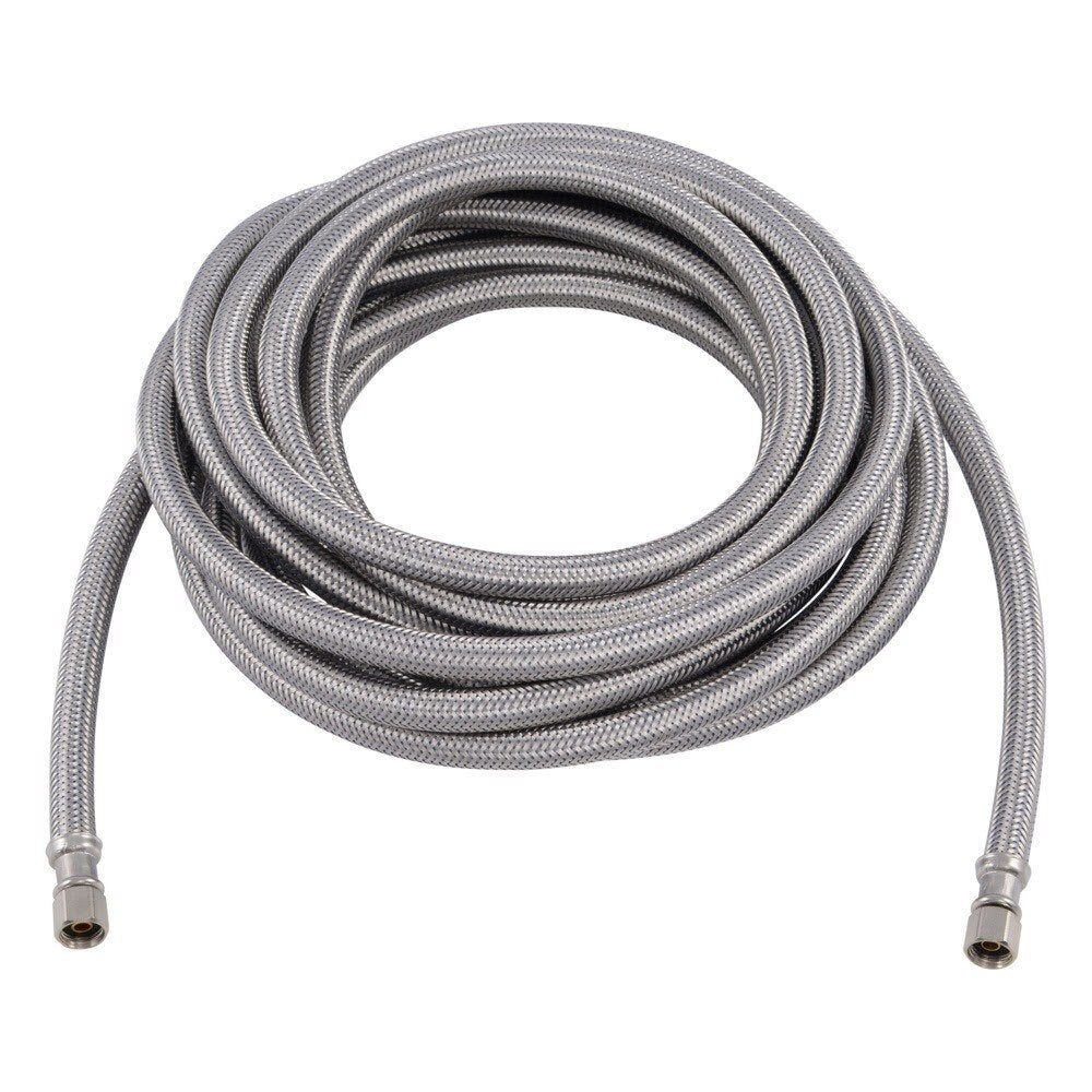 Eastman 48391 20 ft Braided Stainless Steel Ice Maker Connector with 1/4 in Comp x 1/4 in Comp Ends
