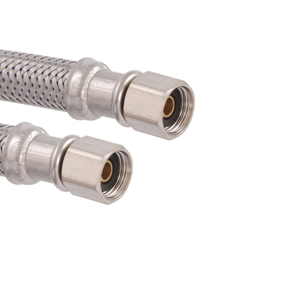 Eastman 48392 25 ft. Braided Stainless Steel Ice Maker Supply Line with 1/4 in. Compression Ends - 2