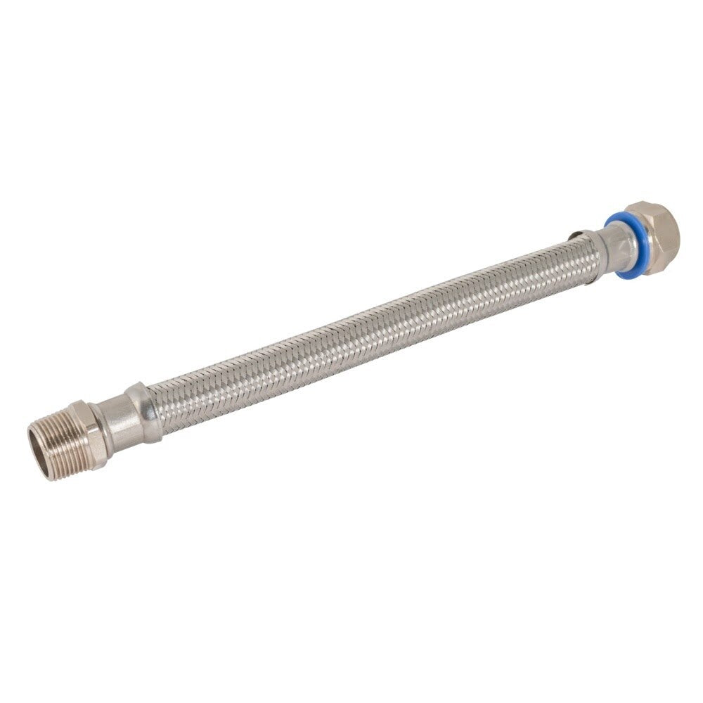 Eastman 48573 12 in. Braided Stainless Steel PVC Water Heater Connector with 3/4 in. MIP x 3/4 in. FIP Swivel - 2