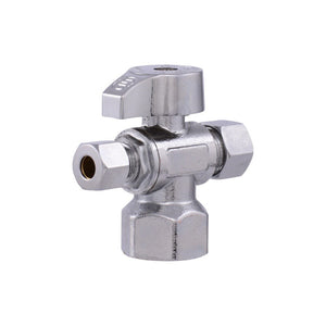 Eastman 48655LF Quarter Turn Dual Outlet Stop Valve with 1/4 in. OD and 3/8 in. OD Outlets x 1/2 in. FIP