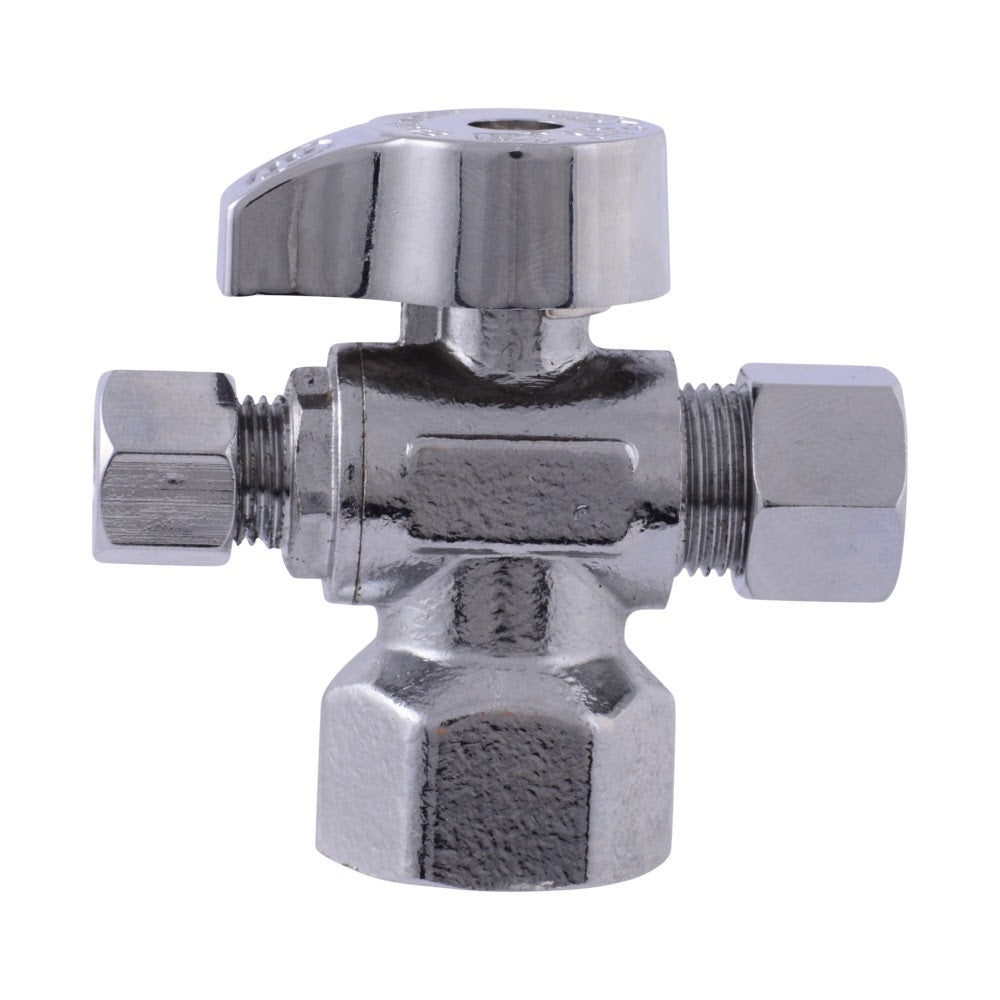 Eastman 48655LF Quarter Turn Dual Outlet Stop Valve with 1/4 in. OD and 3/8 in. OD Outlets x 1/2 in. FIP - 2