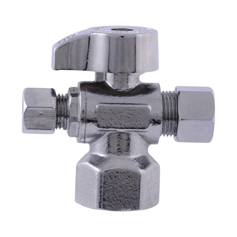 Eastman 48655LF Quarter Turn Dual Outlet Stop Valve with 1/4 in. OD and 3/8 in. OD Outlets x 1/2 in. FIP - 2