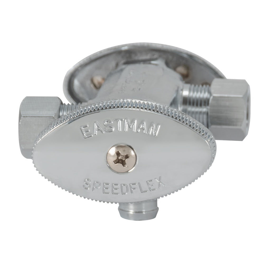Eastman 48673LF 3/8 in. OD x 3/8 in. OD x 1/2 in. PEX Crimp Dual-Handle Multi-Turn Dual Outlet Stop Valve - 2