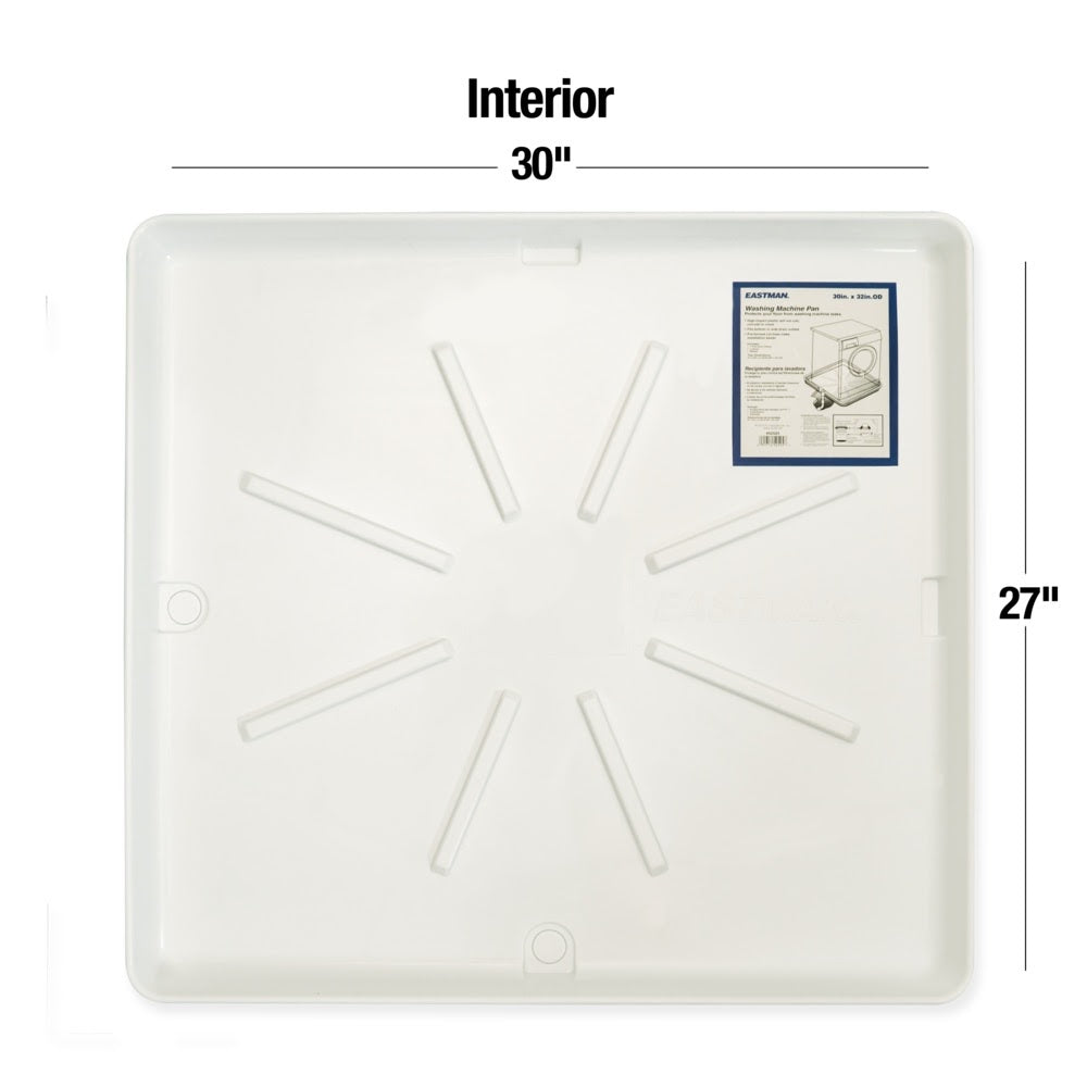 Eastman 52525 30 in x 32 in Heavy Duty Plastic Washing Machine Drain Pan - 2