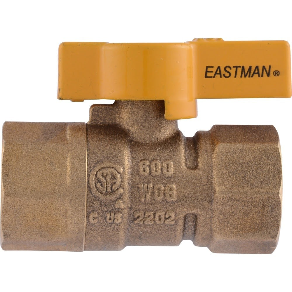 Eastman 60009B 1/2 in. FIP x 1/2 in. FIP Straight Brass Gas Ball Valve with Lever Handle - 2