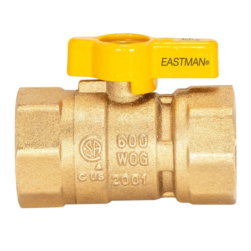 Eastman 60013 1 in FIP x 1 in FIP Straight Brass Gas Ball Valve with Lever Handle - 2