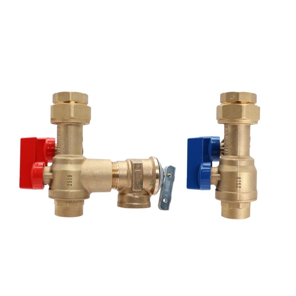 Eastman 60205 3/4 in Sweat Tankless Water Heater Service Valve Kit with Hot and Cold Valves - 2