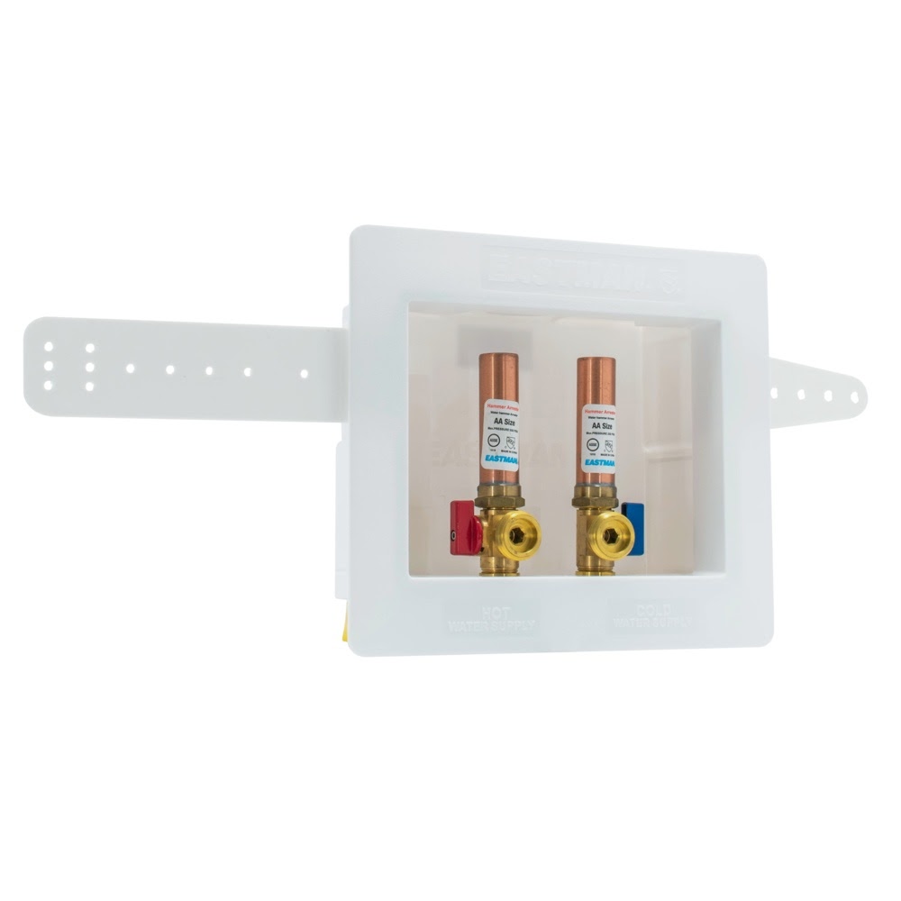 Eastman 60227 1/2 in. CPVC Dual Drain Washing Machine Outlet Box with Hammer Arrestors