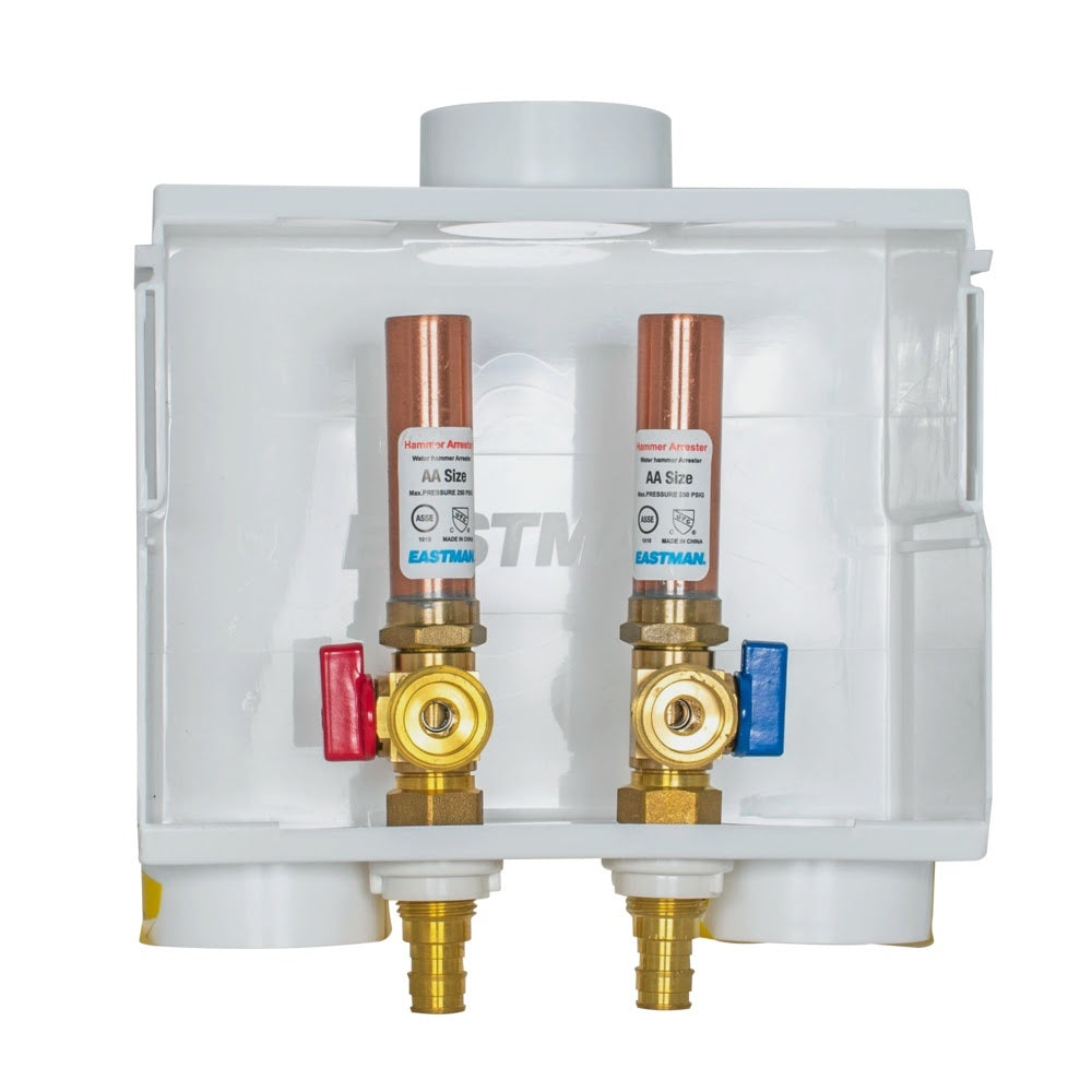 Eastman 60231 1/2 in. Expansion PEX F1960 Dual Drain Washing Machine Outlet Box with Hammer Arrestors - 3