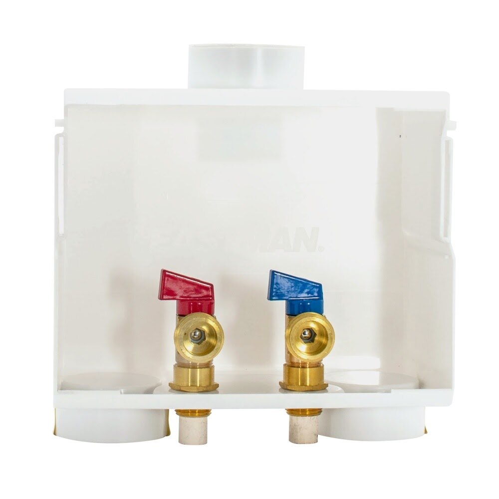 Eastman 60244 1/2 in. CPVC Dual Drain Washing Machine Outlet Box with Hot and Cold Ball Valves - 3