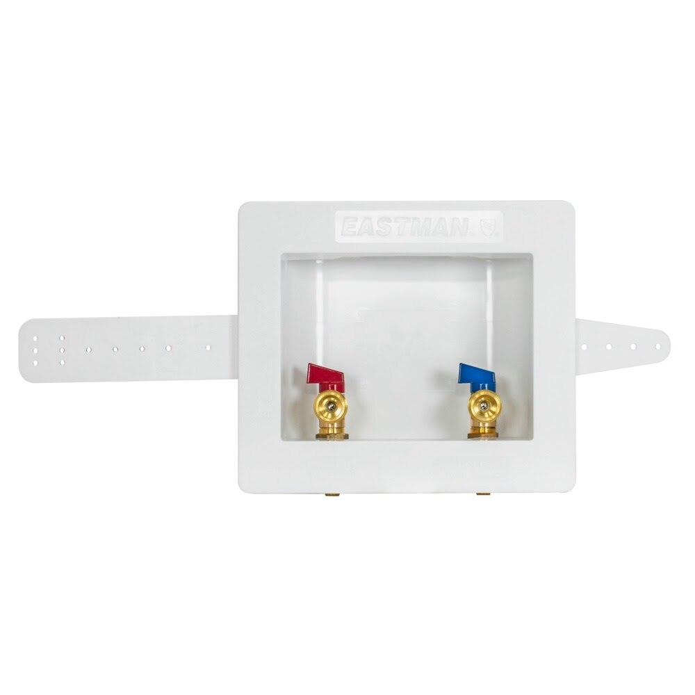 Eastman 60250 1/2 in. Crimp PEX Center Drain Washing Machine Outlet Box with Ball Valves - 2