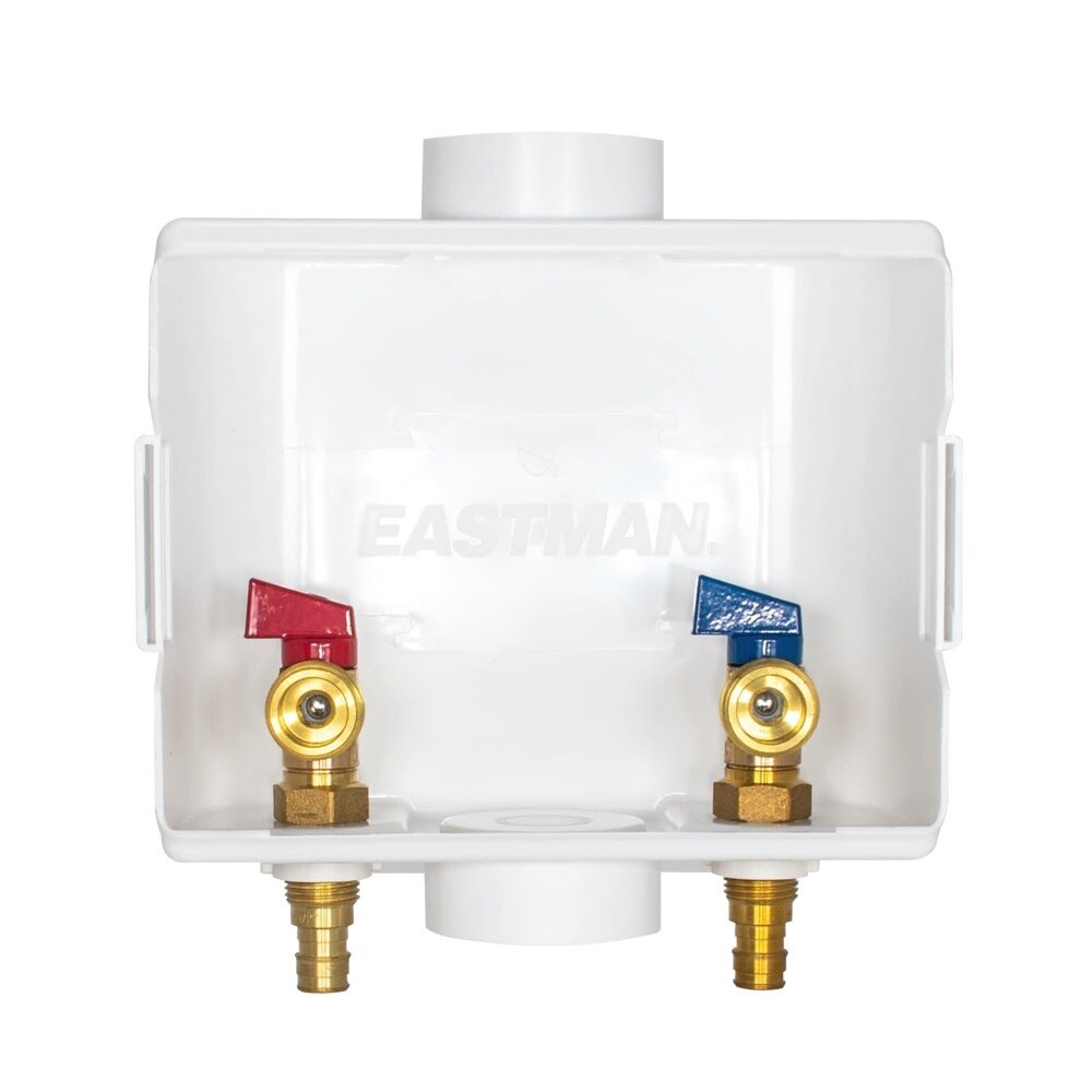 Eastman 60260 1/2 in. Expansion PEX Center Drain Washing Machine Outlet Box with 1/4 Turn Ball Valves - 3