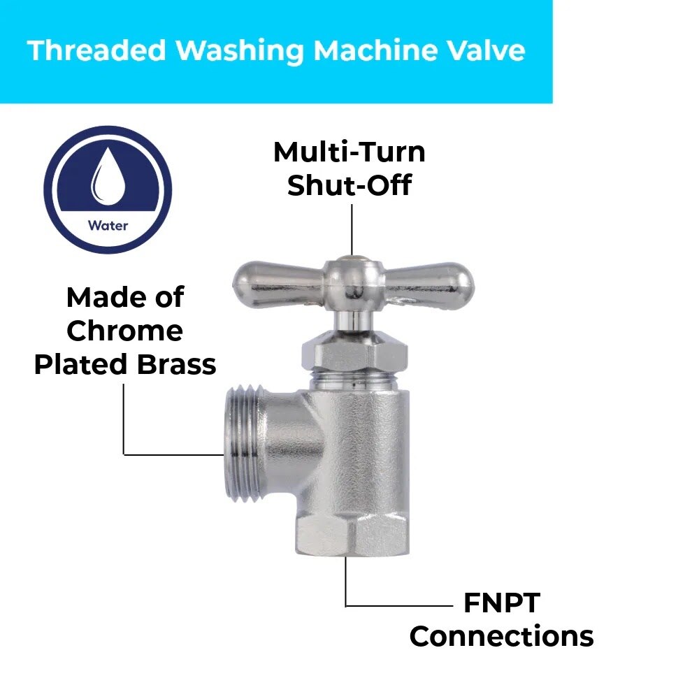 Eastman 60303 1/2 in. FIP x 3/4 in. MHT Chrome Plated Brass Multi Turn Washing Machine Valve - 2