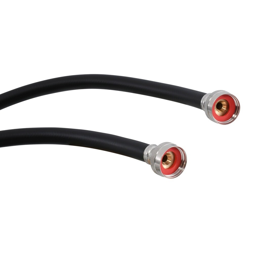 Eastman 60304P 8 ft Black PVC Washing Machine Hoses with Brass Fittings (2 Pack) - 3