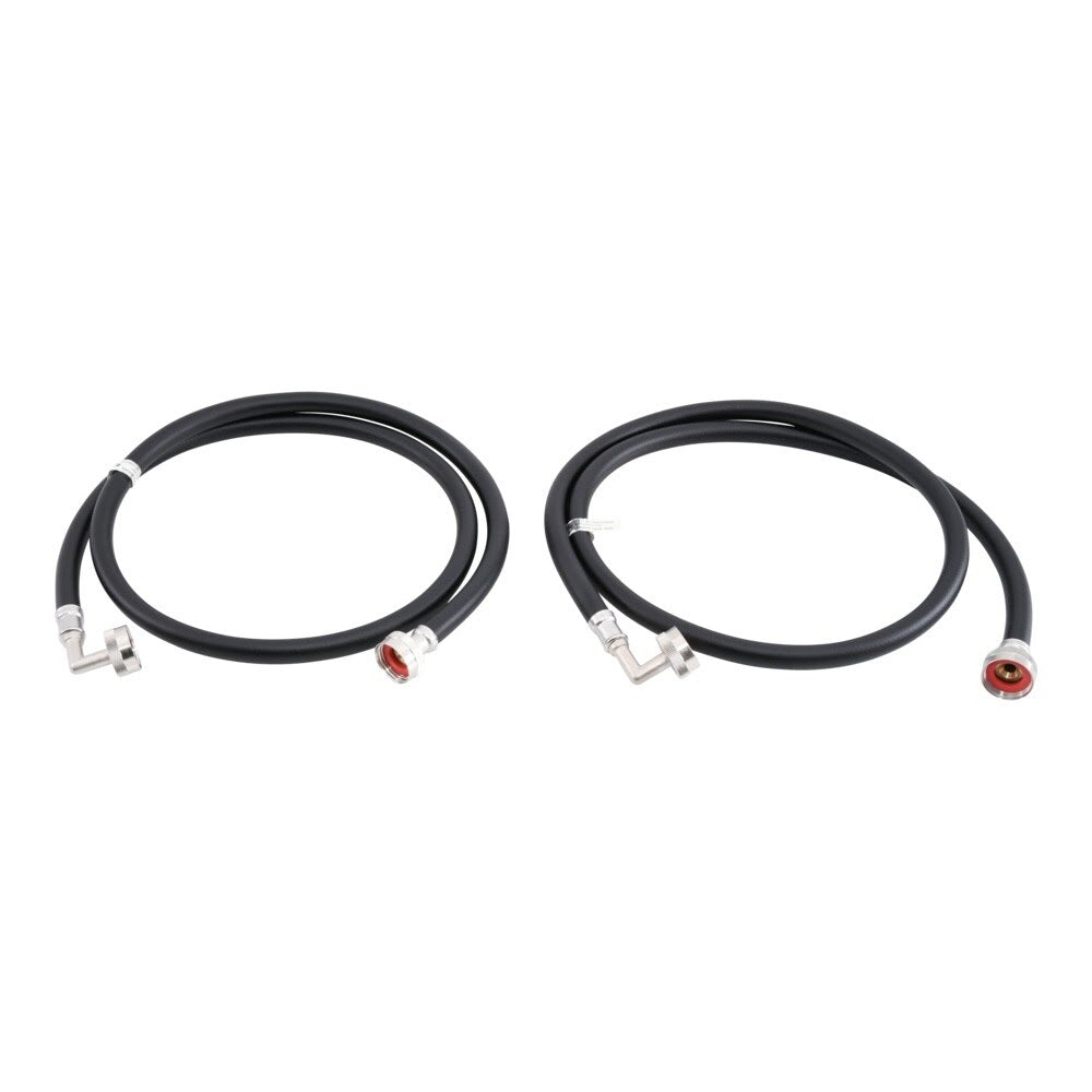 Eastman 60308P 5 ft Black PVC Washing Machine Hoses with 90 Degree Brass Elbows (2 Pack) - 2