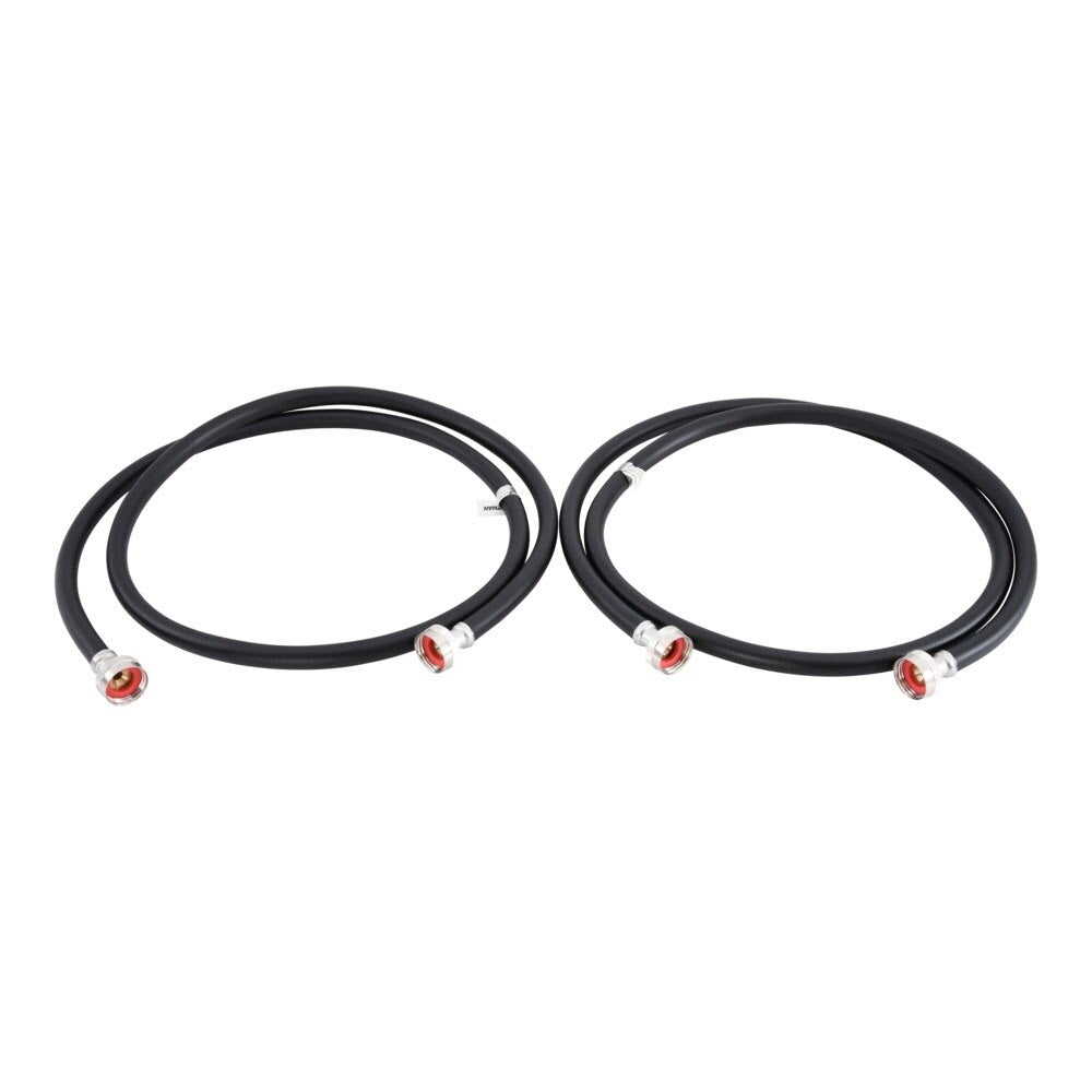 Eastman 60320P 6 ft Black PVC Washing Machine Hoses with Brass Fittings (2 Pack) - 2