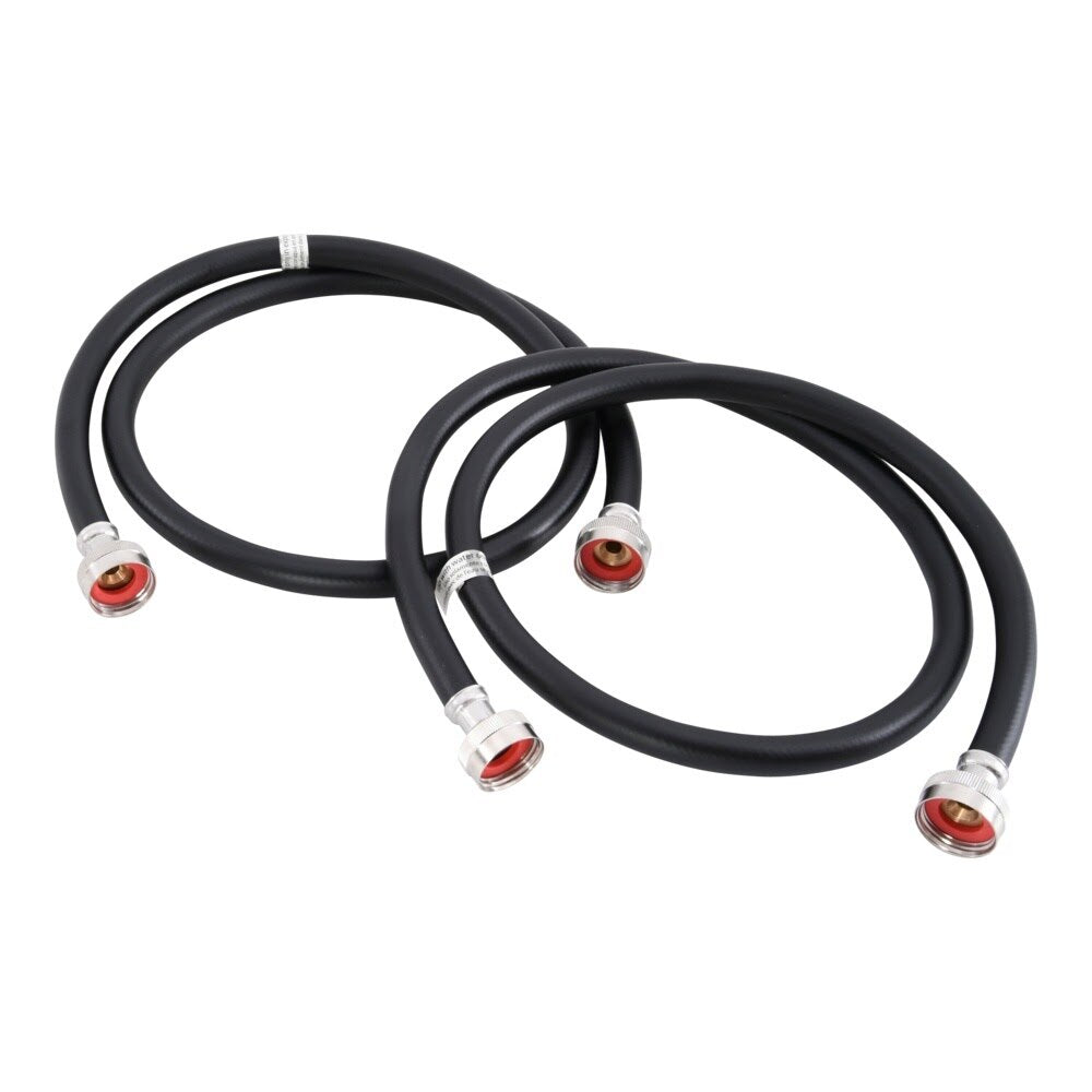 Eastman 60322P 4 ft Black PVC Washing Machine Hoses for Hot and Cold Water Supply (2 Pack)