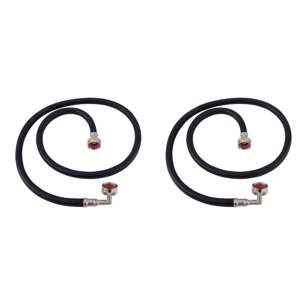 Eastman 60350P 4 ft Black PVC Washing Machine Hoses with 90 Degree Elbows (2 Pack)