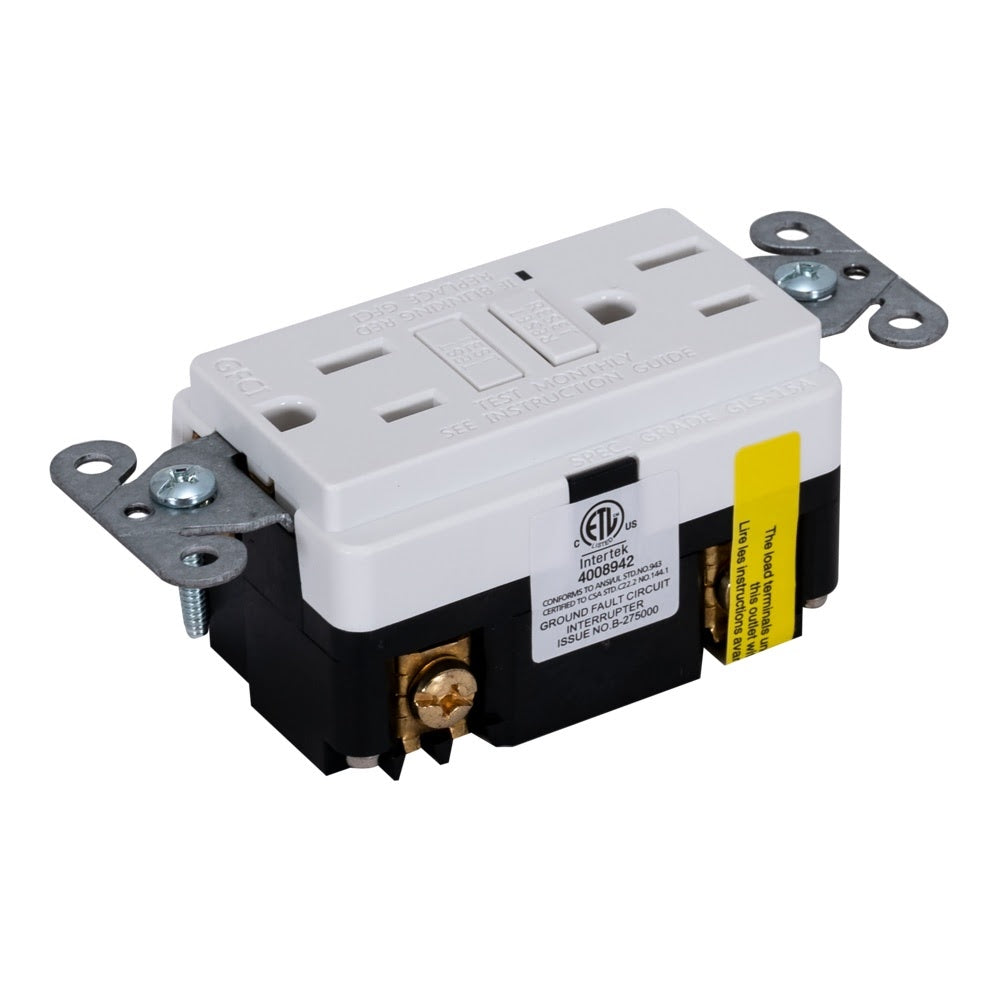 Eastman 62167 15 Amp 125 Volt Self Test Duplex Slim GFCI Outlet with LED Indicator and Wall Plate - 2