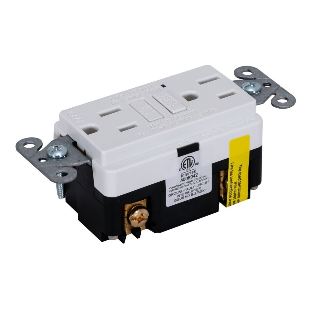 Eastman 62167 15 Amp 125 Volt Self Test Duplex Slim GFCI Outlet with LED Indicator and Wall Plate - 2