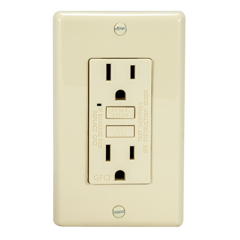 Eastman 62168 15 Amp 125 Volt Duplex Self Test GFCI Outlet with LED Indicator and Wall Plate Ivory - 2
