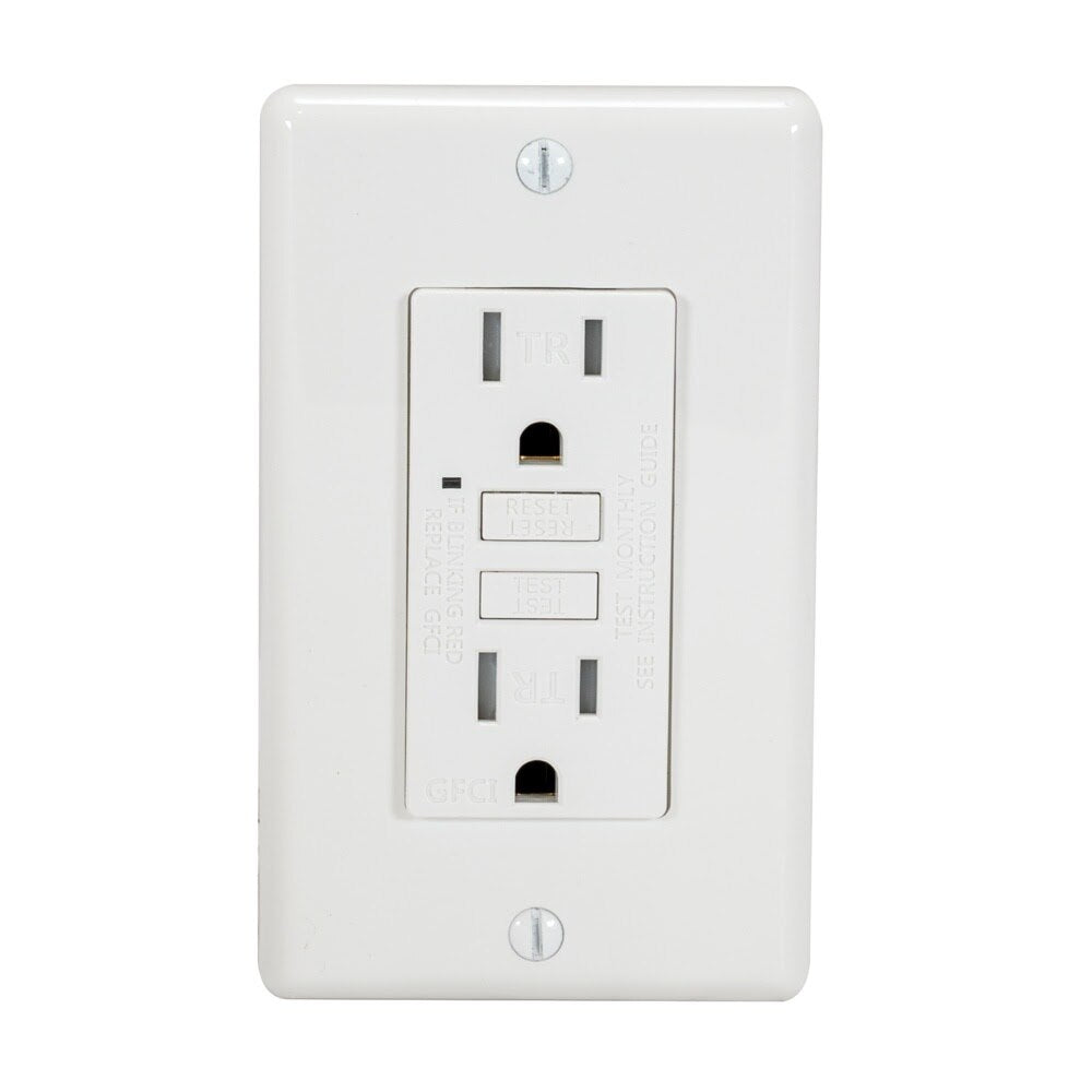 Eastman 62173 15 Amp 125 Volt Tamper Resistant Self Test GFCI Outlet with LED and White Wall Plate - 3
