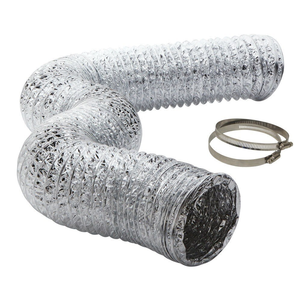 Eastman 69033 4 in. x 8 ft. Flexible Aluminum Foil Dryer Vent Duct with Worm Gear Clamps